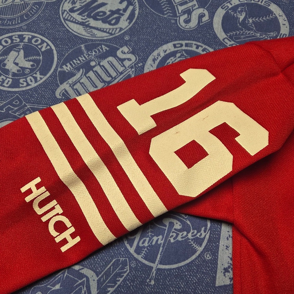 Vintage San Francisco 49ers Joe Montana 16 Jersey Youth S Hutch Red Football - Picture 3 of 7
